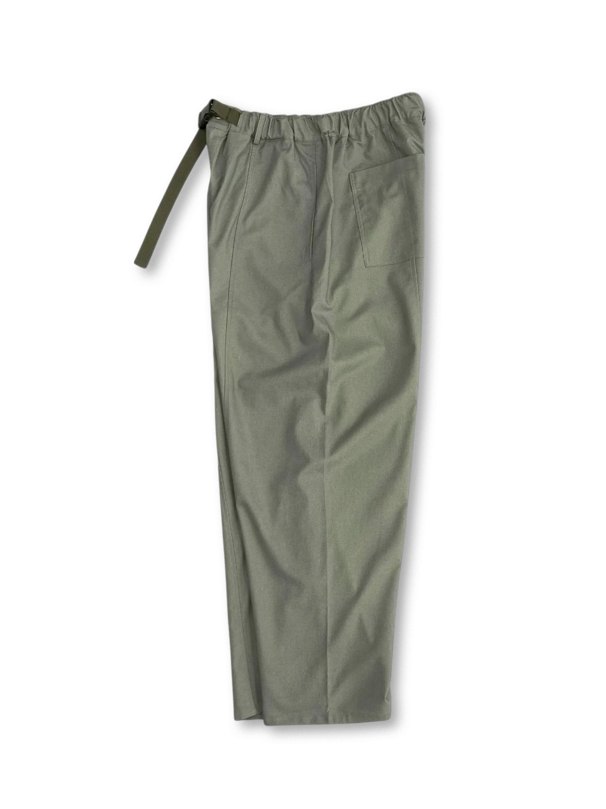 フロント全体のリネンコットンタックワイドパンツ