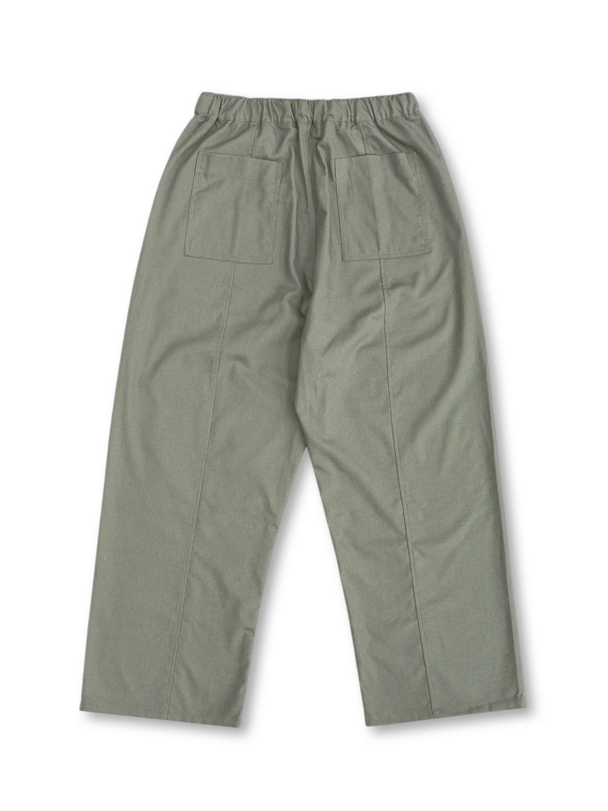 フロント全体のリネンコットンタックワイドパンツ