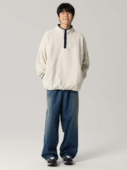 レトロダブルプリーツデニムパンツ