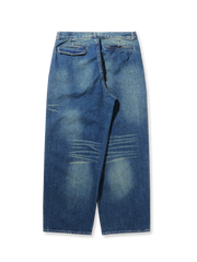 レトロダブルプリーツデニムパンツ