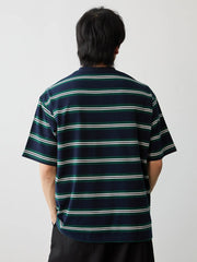 デイリー通勤 ストライプTシャツ