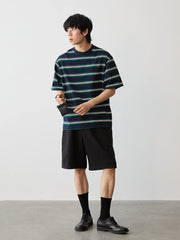 デイリー通勤 ストライプTシャツ