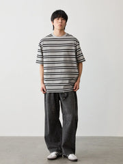 デイリー通勤 ストライプTシャツ