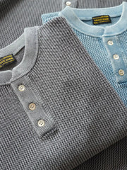 グリッドヘンリーネックTシャツ