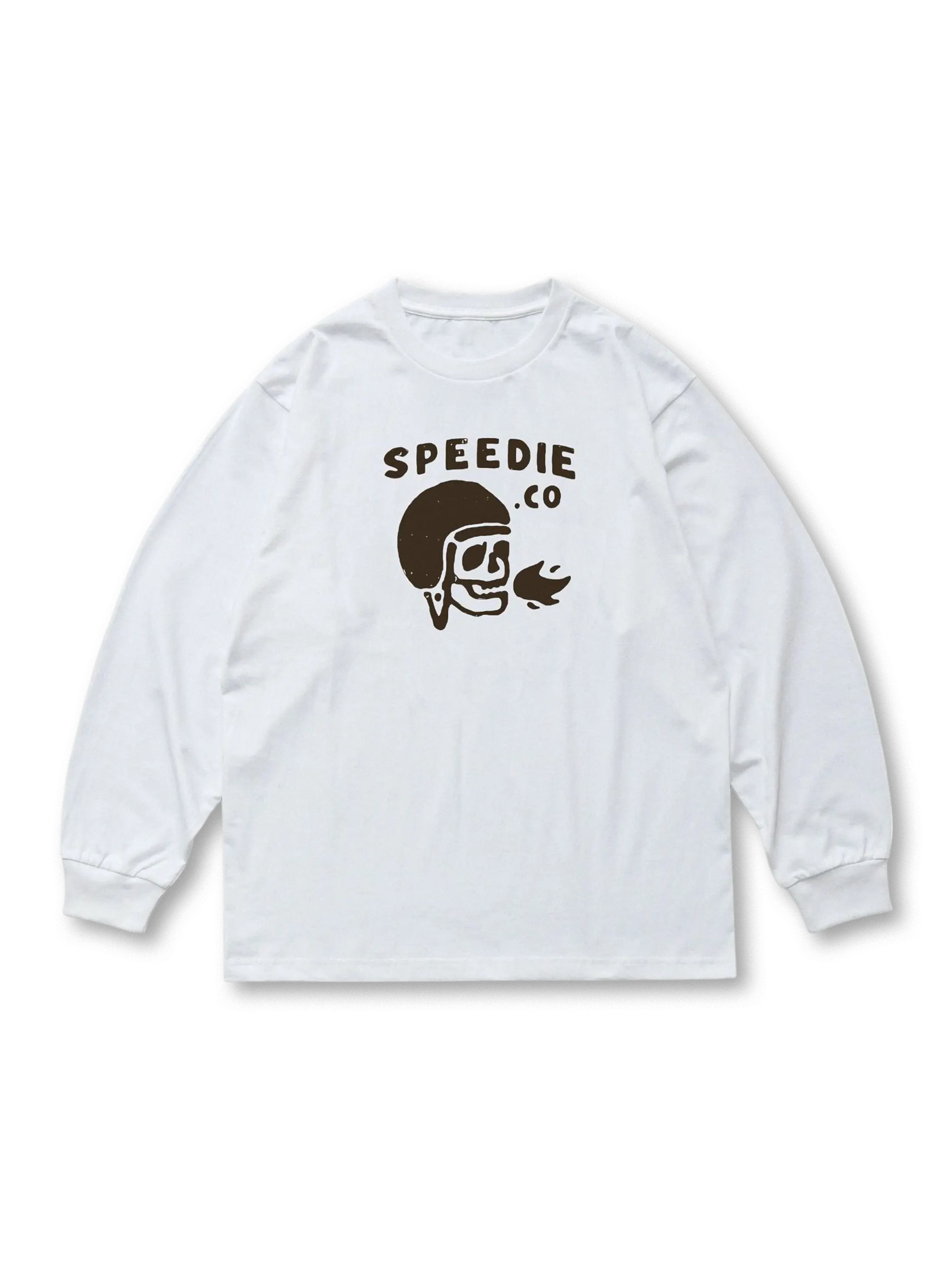 骷髅イラストがプリントされた長袖Tシャツの正面