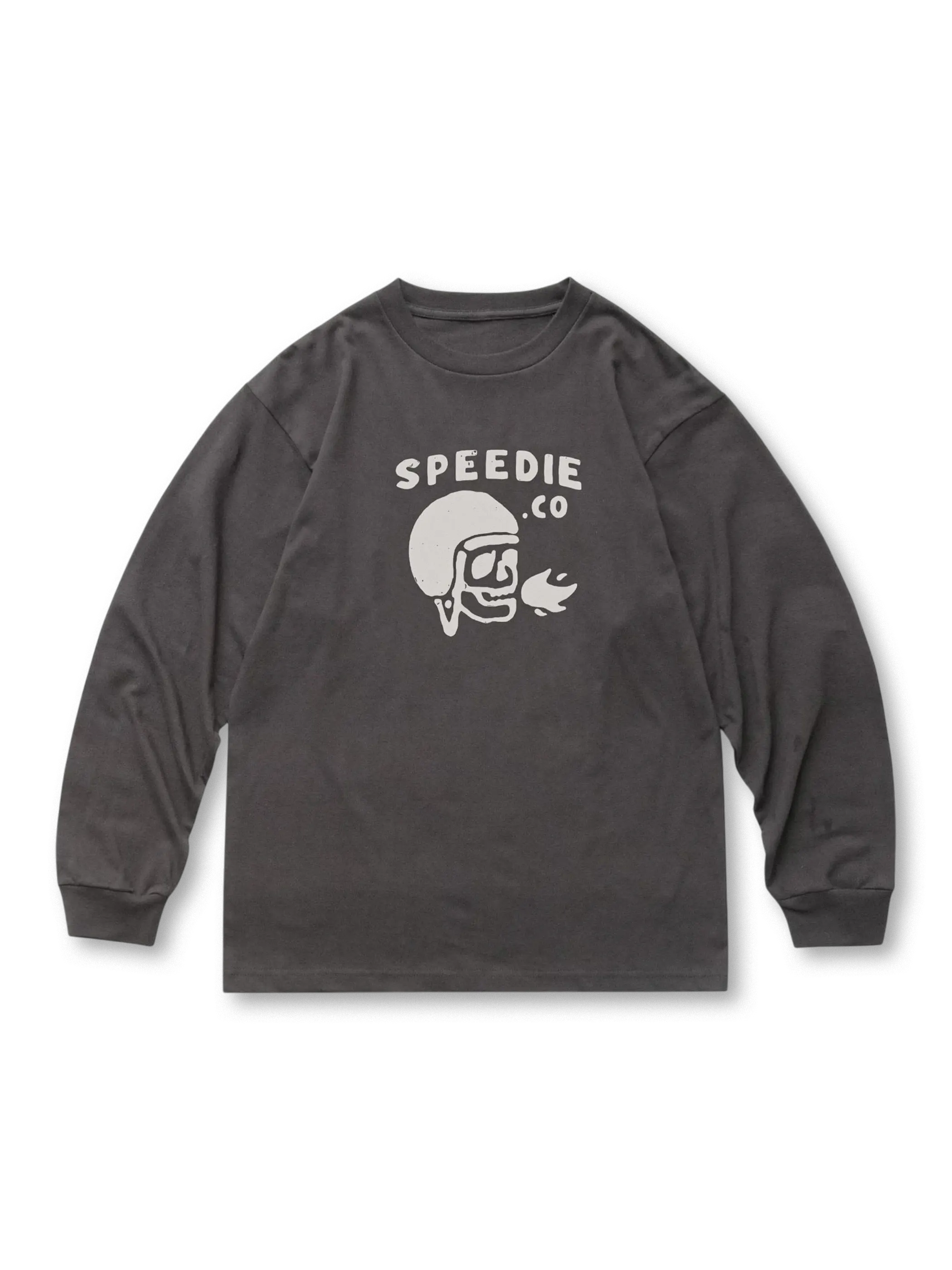 骷髅イラストがプリントされた長袖Tシャツの正面