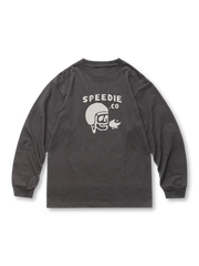 骷髅イラストがプリントされた長袖Tシャツの正面