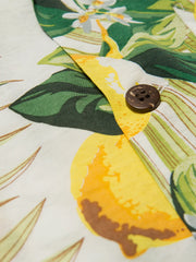 レモン柄 白アロハシャツ