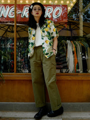 レモン柄 白アロハシャツ