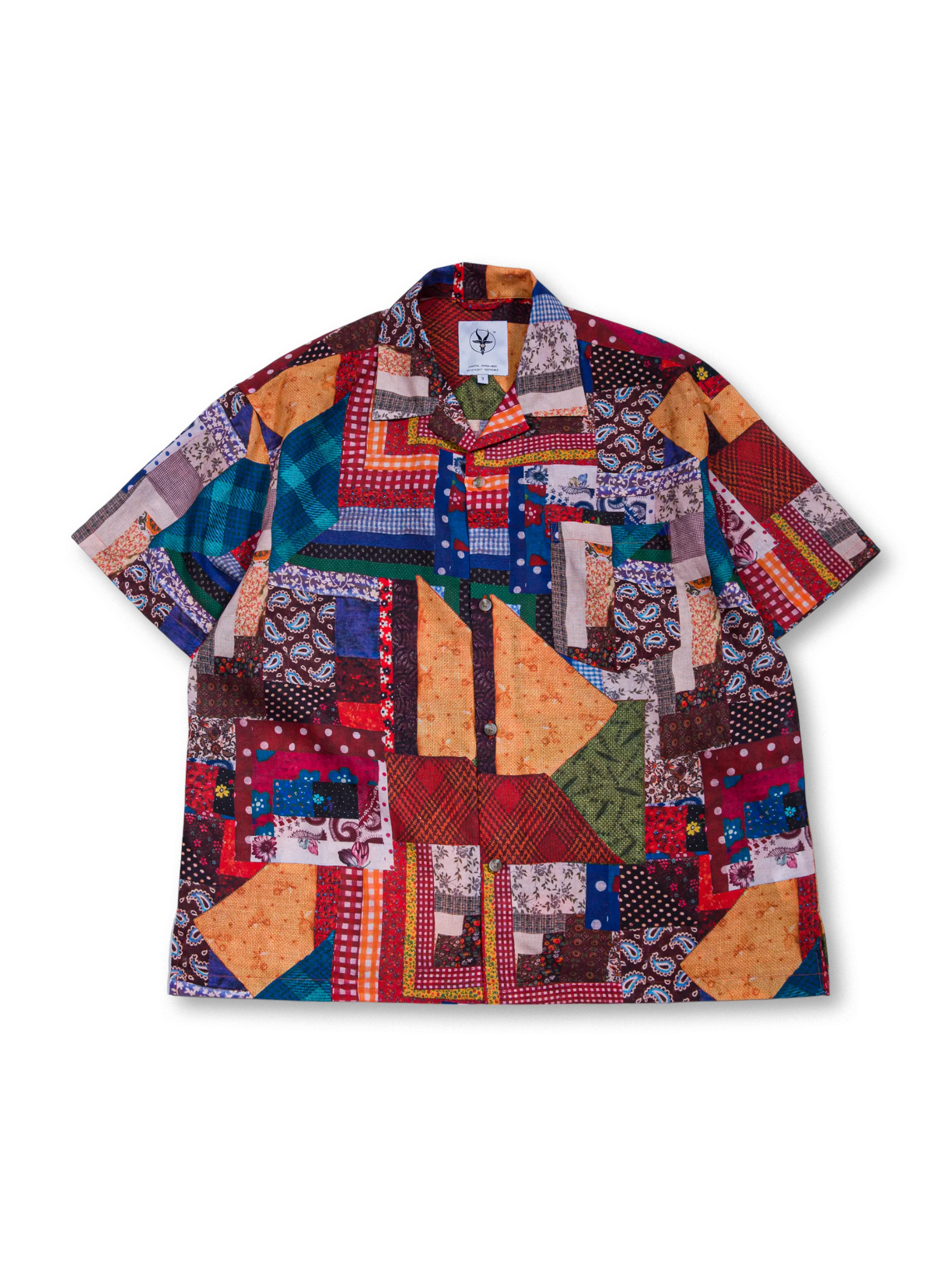 カラフル生地コンビ アロハシャツ