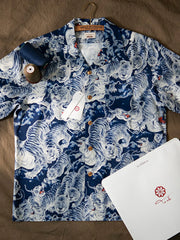 百虎柄 キューバカラー アロハシャツ