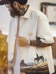 モニュメントバレー プリント キューバシャツ