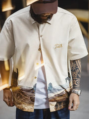 モニュメントバレー プリント キューバシャツ