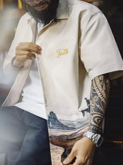 モニュメントバレー プリント キューバシャツ