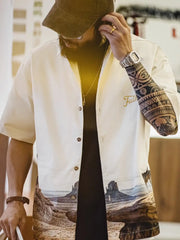 モニュメントバレー プリント キューバシャツ