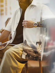 モニュメントバレー プリント キューバシャツ