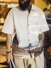 モニュメントバレー プリント キューバシャツ