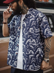 ルチャ・リブレマスク総柄キューバンカラーアロハシャツ