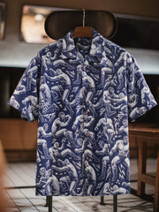 マスクレスラー総柄アロハシャツ正面ビュー