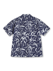 ルチャ・リブレマスク総柄キューバンカラーアロハシャツ