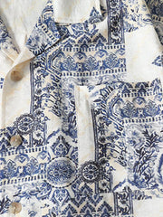 磁器タイル柄キューバシャツ