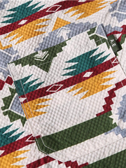 クーリングテクノロジー シアサッカー民族柄キューバカラー半袖シャツ