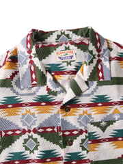 クーリングテクノロジー シアサッカー民族柄キューバカラー半袖シャツ