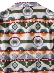 クーリングテクノロジー シアサッカー民族柄キューバカラー半袖シャツ