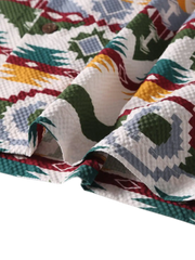 クーリングテクノロジー シアサッカー民族柄キューバカラー半袖シャツ