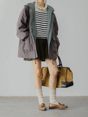 青x白ストライプ ウールタートルセーター