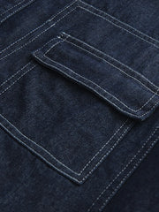 二色デニムパネルシャツ