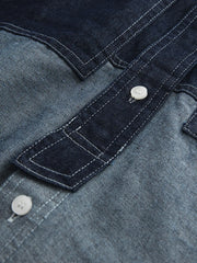 二色デニムパネルシャツ