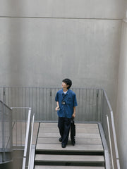 無限大 刺繍 デニム 半袖シャツ