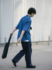 無限大 刺繍 デニム 半袖シャツ