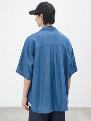 無限大 刺繍 デニム 半袖シャツ