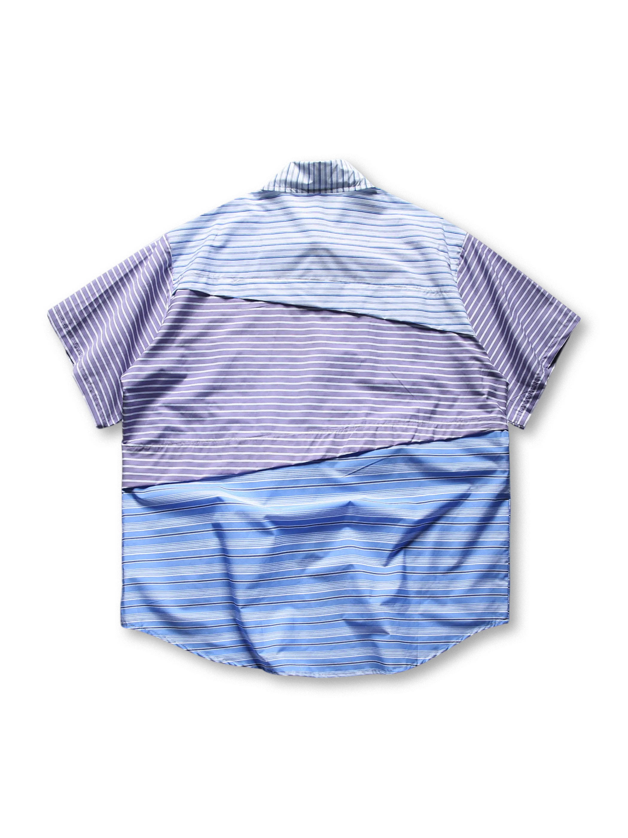 ヴィンテージストライプ不規則パッチワークシャツ