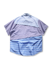 ヴィンテージストライプ不規則パッチワークシャツ