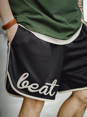 ブラックダブルレイヤーメッシュショーツ正面ビュー