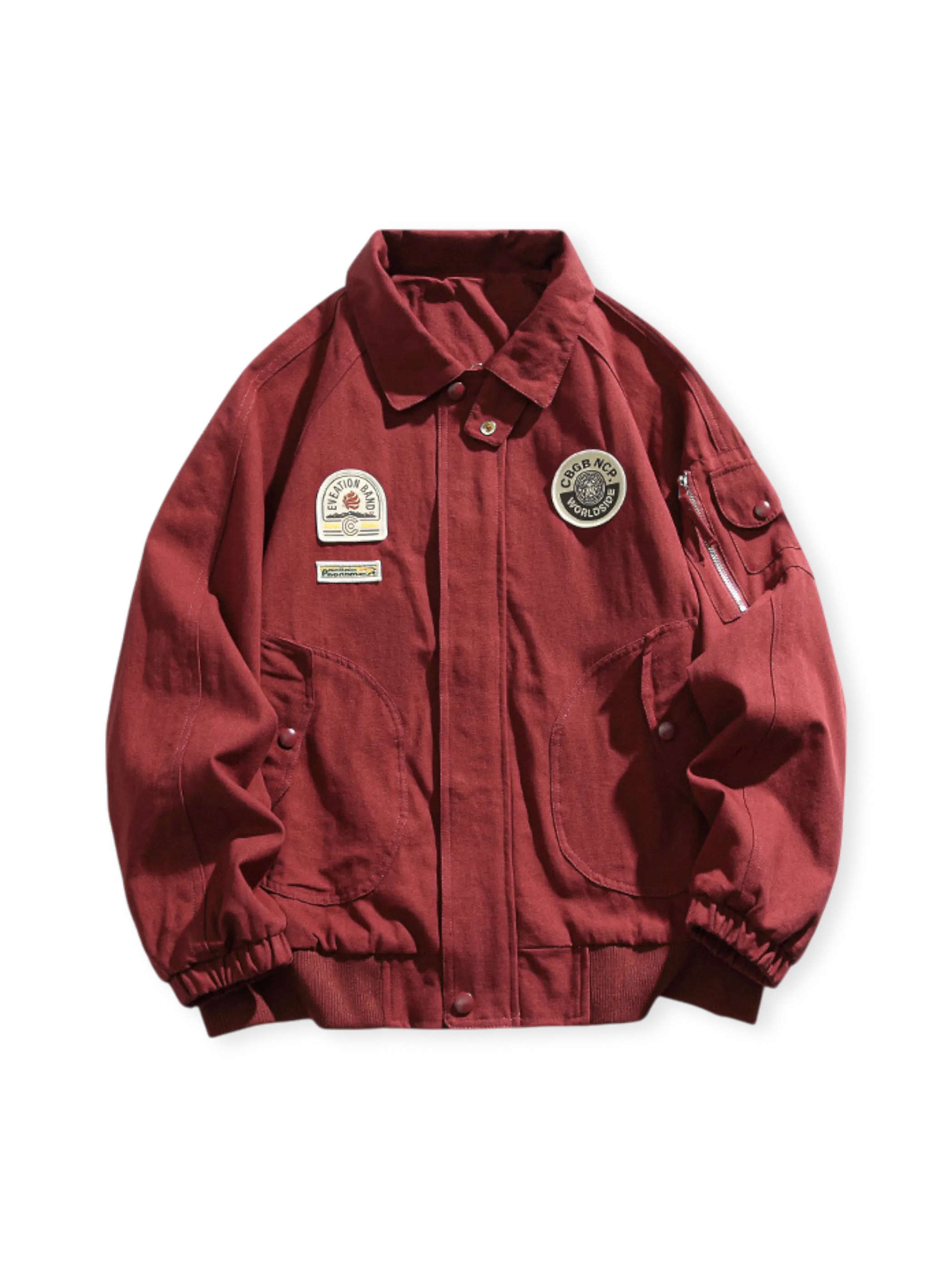 ヴィンテージバッジ付きスタンドカラーアビエータージャケット全体外観