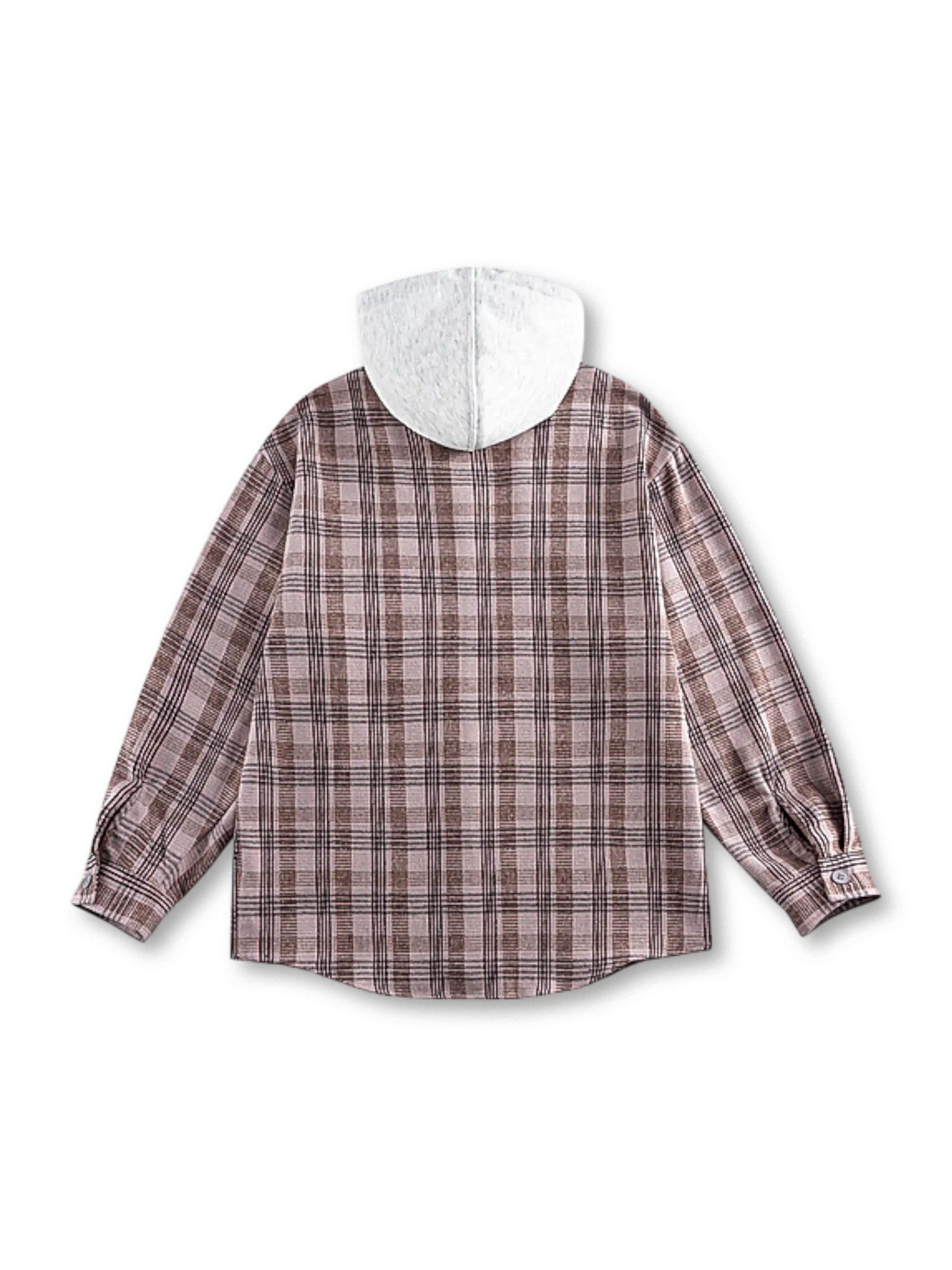 フード付きチェックシャツ、胸ポケット2つ