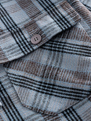 フード付きチェックシャツ