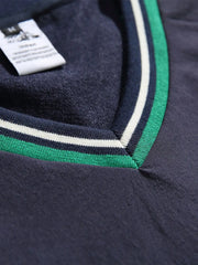 配色Vネック フェイクレイヤード スポーツスウェット