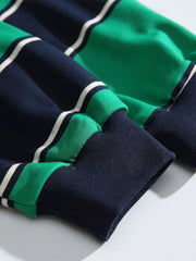 配色Vネック フェイクレイヤード スポーツスウェット