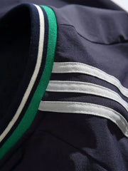 配色Vネック フェイクレイヤード スポーツスウェット