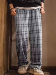 ターダンチェックドローストリングワイドパンツ