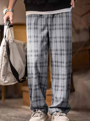 ターダンチェックドローストリングワイドパンツ