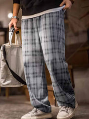 ターダンチェックドローストリングワイドパンツ