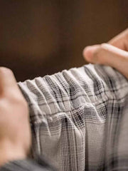 ターダンチェックドローストリングワイドパンツ