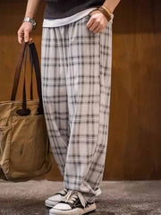 ターダンチェックドローストリングワイドパンツ