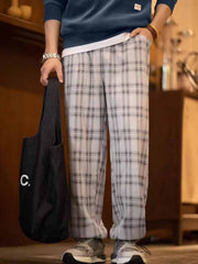 ターダンチェックドローストリングワイドパンツ